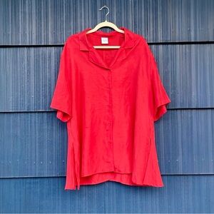 Red silk blouse